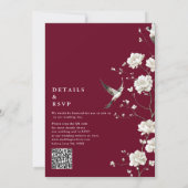 Invitation Bourgogne Chinoiserie Floral Garden QR Code Mariag (Dos)