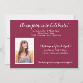 Invitation Bourgogne Christian Verse Graduation Photo (Dos)