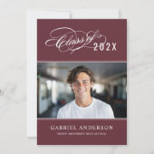 Invitation Bourgogne Classe 2026 Calligraphie Photo Remise de (Devant)