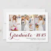 Invitation Bourgogne Classe de 2025 Collage photo Graduation (Devant)