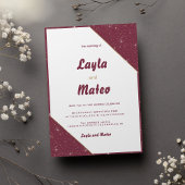 Invitation Bourgogne coeur or pétillant parties scintillant M