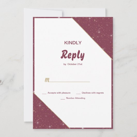 Invitation Bourgogne coeur or pétillant parties scintillant R (Devant)