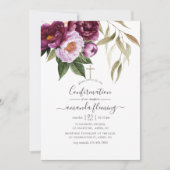 Invitation Bourgogne - Confirmation florale à la Marsala et a (Devant)