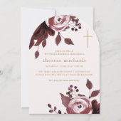 Invitation Bourgogne Croix Florale Chrétienne Mère de la béné (Devant)