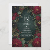 Invitation Bourgogne Dahlia & Mariage d'automne d'or (Devant)