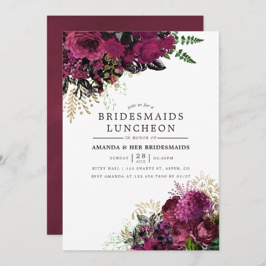 Invitation Bourgogne - Déjeuner d'honneur Marsala et Gold Bri (Devant / Derrière)