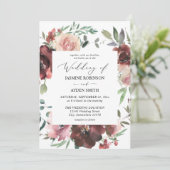 Invitation Bourgogne & Dusty Blush Pink 5 Floral (Debout devant)