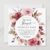 Invitation Bourgogne Dusty Rose Automne Fête des mariées flor (Devant)