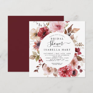 Invitation Bourgogne Dusty Rose Automne Fête des mariées flor