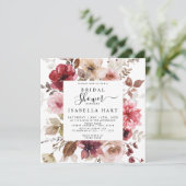 Invitation Bourgogne Dusty Rose Fall Fête des mariées florale (Debout devant)