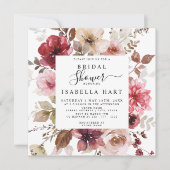 Invitation Bourgogne Dusty Rose Fall Fête des mariées florale (Devant)
