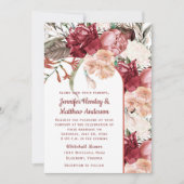Invitation Bourgogne Dusty Rose Ivory Peach Floral Mariage (Devant)