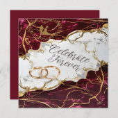 Invitation Bourgogne élégant et marbre doré (Devant / Derrière)