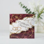 Invitation Bourgogne élégant et marbre doré (Debout devant)