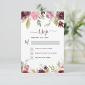 Invitation Bourgogne Élégant Moderne Floral Aquarelle RSVP (Debout devant)