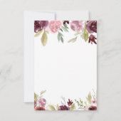 Invitation Bourgogne Élégant Moderne Floral Aquarelle RSVP (Dos)