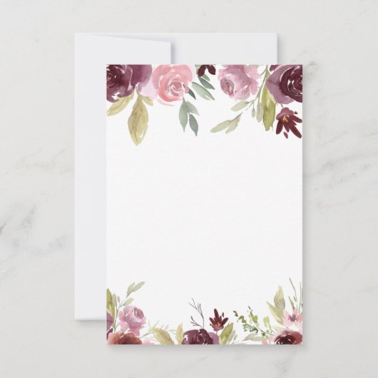 Invitation Bourgogne Élégant Moderne Floral Aquarelle RSVP (Dos)