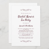 Invitation Bourgogne Elegant Thé Mariage Fête des mariées mod