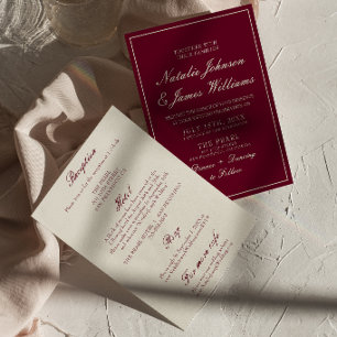 Invitation Bourgogne Élégant Tout En Un Mariage Argenté