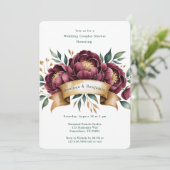 Invitation Bourgogne & Emerald Peony Mariage Couples Douche (Debout devant)