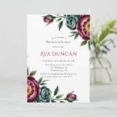 Invitation Bourgogne & Emerald Peony Winter Brunch & Bubbly (Debout devant)