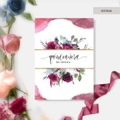 Invitation Bourgogne espagnole, Quinceañera Florale Bleue