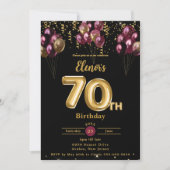 Invitation Bourgogne et Ballons d'or Confetti 70e anniversair (Devant)