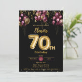 Invitation Bourgogne et Ballons d'or Confetti 70e anniversair (Debout devant)