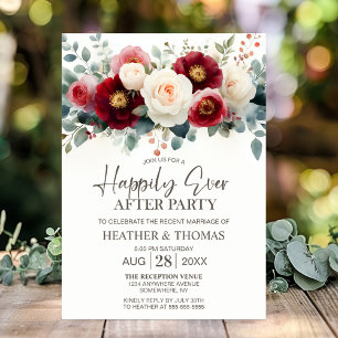 Invitation Bourgogne et blanc Mariage floral après la fête