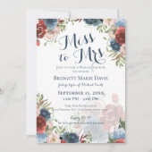 Invitation Bourgogne et bleu Floral Miss à Mme Bridal Showe (Devant)