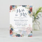 Invitation Bourgogne et bleu Floral Miss à Mme Bridal Showe (Debout devant)