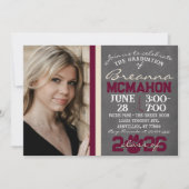 Invitation Bourgogne et crème Empreinte de patte Graduation 2 (Devant)