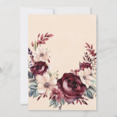 Invitation Bourgogne et crème Rose Couples Mariages Douche (Dos)