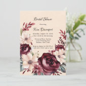 Invitation Bourgogne et crème Rose Fête des mariées (Debout devant)