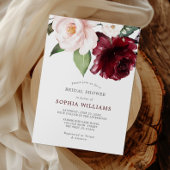 Invitation Bourgogne et Fête des mariées florale