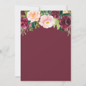 Invitation Bourgogne et Fête des mariées florale (Dos)