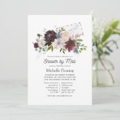 Invitation Bourgogne et Fête des mariées florale blush par co (Debout devant)