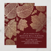 Invitation Bourgogne et Feuilles d'or Fête des mariées d'auto (Devant / Derrière)