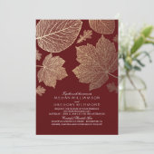 Invitation Bourgogne et Feuilles d'or Mariage de automne Vint (Debout devant)