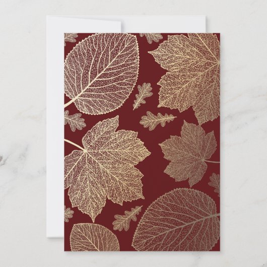 Invitation Bourgogne et Feuilles d'or Mariage de automne Vint (Dos)