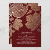Invitation Bourgogne et Feuilles d'or Mariage de automne Vint (Devant / Derrière)