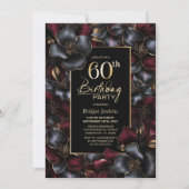 Invitation Bourgogne et grise Fleur 60e anniversaire (Devant)