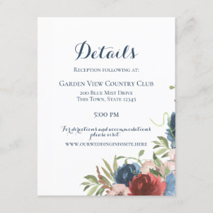 Invitation Bourgogne et Jardin Bleu Botanique Floral