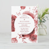 Invitation Bourgogne et Mariage de charme blanc (Debout devant)