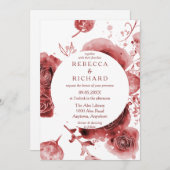 Invitation Bourgogne et Mariage de charme blanc (Devant / Derrière)