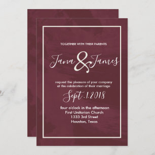 Invitation Bourgogne et mariage de Parties scintillant Gold