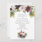 Invitation Bourgogne et marine Peacock Vin à thème Mariage (Devant)