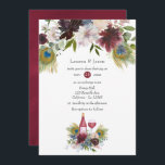 Invitation Bourgogne et marine Peacock Vin à thème Mariage<br><div class="desc">Bordo tendance - marsala et bleu marine vin thème paon faire-part de mariage avec des accents de bleu poussiéreux,  rose roux,  prune et or rose avec forêt sauvage euycalipus végétation.</div>