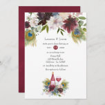 Invitation Bourgogne et marine Peacock Vin à thème Mariage<br><div class="desc">Bordo tendance - marsala et bleu marine vin thème paon faire-part de mariage avec des accents de bleu poussiéreux,  rose roux,  prune et or rose avec forêt sauvage euycalipus végétation.</div>