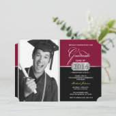 Invitation Bourgogne et Noir Classe moderne de 2016 Graduatio (Debout devant)